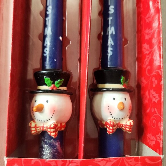 Vintage Christmas Taper Candle Lot Snowmen Santa Candy Cane Blue and Red - Picture 7 of 9